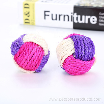 wholesale tricolor woven sisal ball cat toy ball